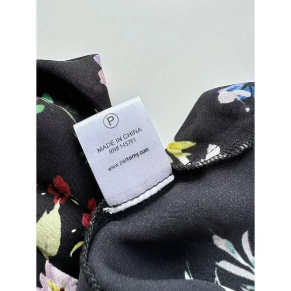 PARKER Lima Boboli Black Floral Silk Georgette Off The Shoulder Blouse, Size L - Picture 8 of 9